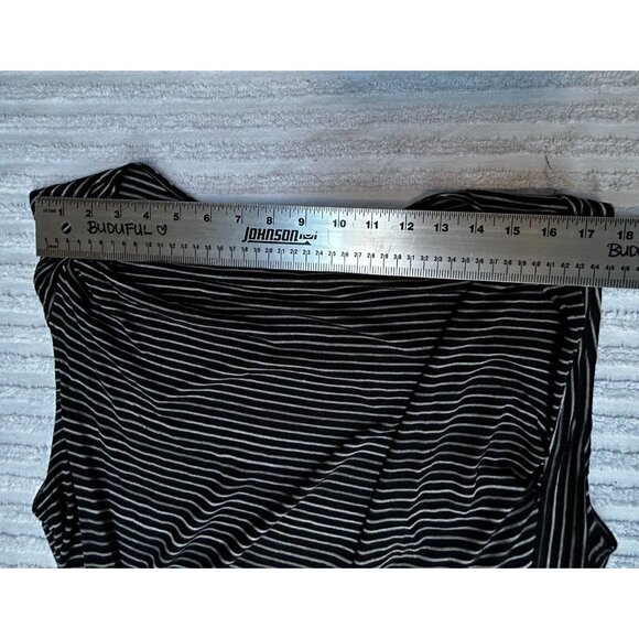 New Derek Lam For Design Nation Sz Large Striped Black Combo Drape Neck Dress - Picture 7 of 10